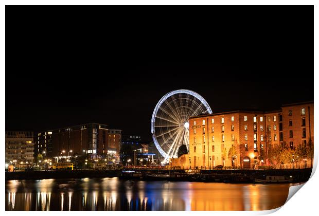 Liverpool Albert Dock Big Wheel Print by rawshutterbug 