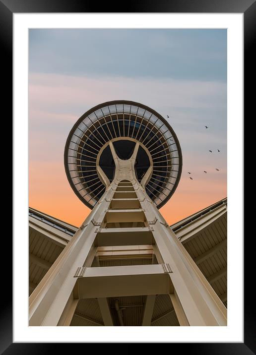 Space Needle at Dawn Framed Mounted Print by Darryl Brooks