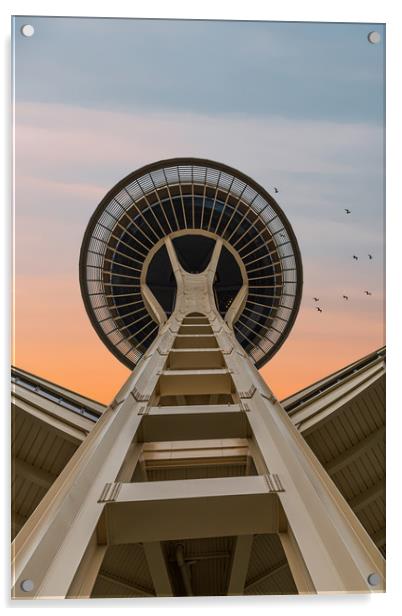 Space Needle at Dawn Acrylic by Darryl Brooks