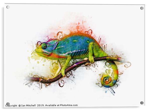 Chameleon Art Acrylic by Ian Mitchell