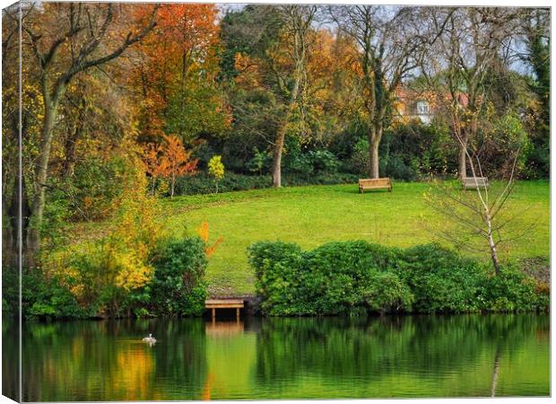 English Park in Autumn  Canvas Print by Victor Burnside