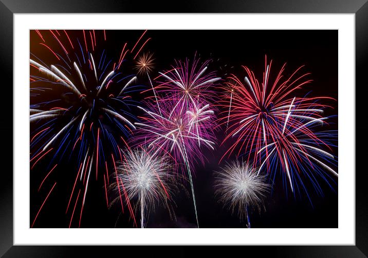 Swansea firework display Framed Mounted Print by Leighton Collins