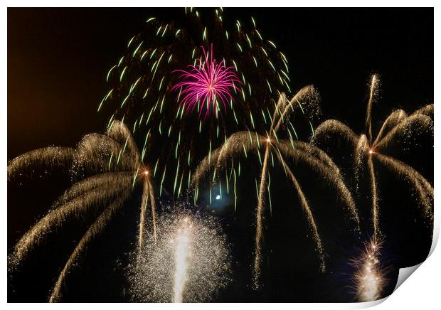 Firework display at Swansea Print by Leighton Collins