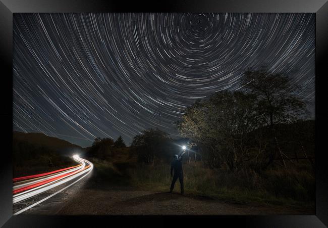 Whistlefield Hill Star Trail Framed Print by Ronnie Reffin