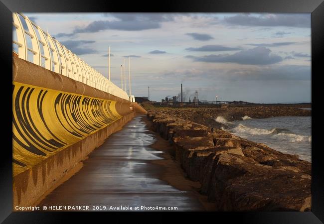 Aberavon Curved Harbour Wall Framed Print by HELEN PARKER