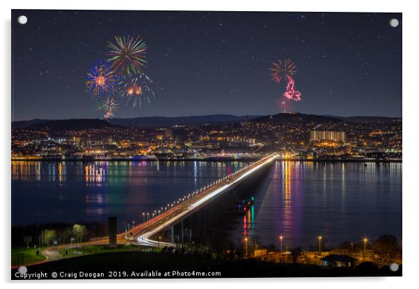 Dundee City Fireworks - Guy Fawkes Acrylic by Craig Doogan