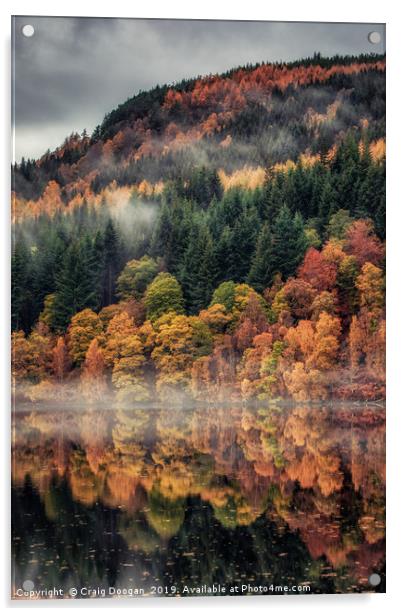 Loch Tummel Autumn Reflections - Pitlochry Acrylic by Craig Doogan