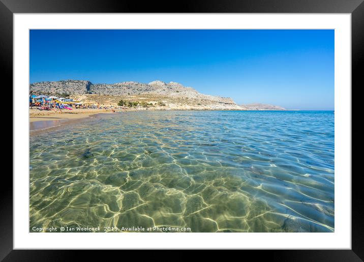 Agathi Beach on the Island of Rhodes Greece Framed Mounted Print by Ian Woolcock