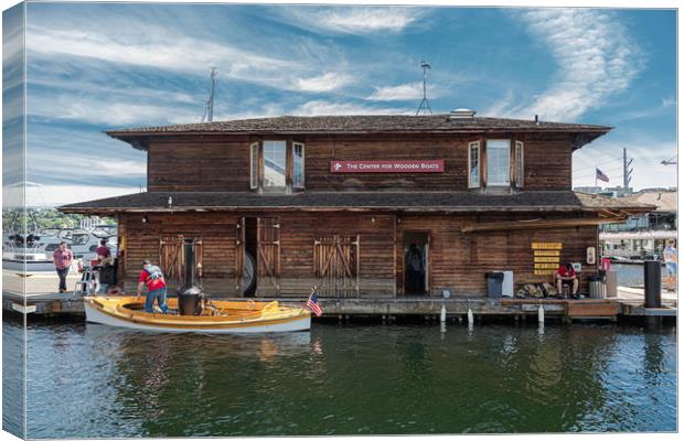 Boathouse at the Center for Wooden Boats Canvas Print by Darryl Brooks