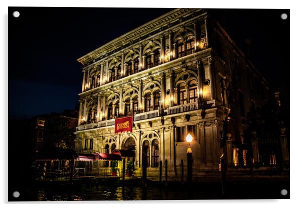 Venice Casino at Night Acrylic by Darryl Brooks