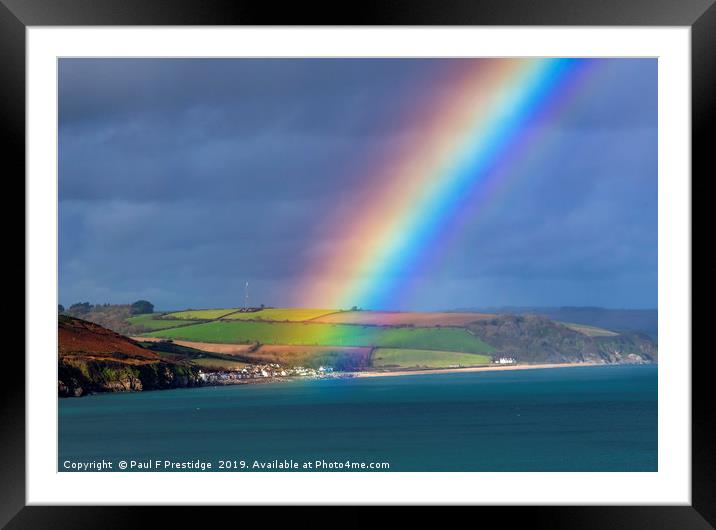 Rainbow over Beesands Framed Mounted Print by Paul F Prestidge