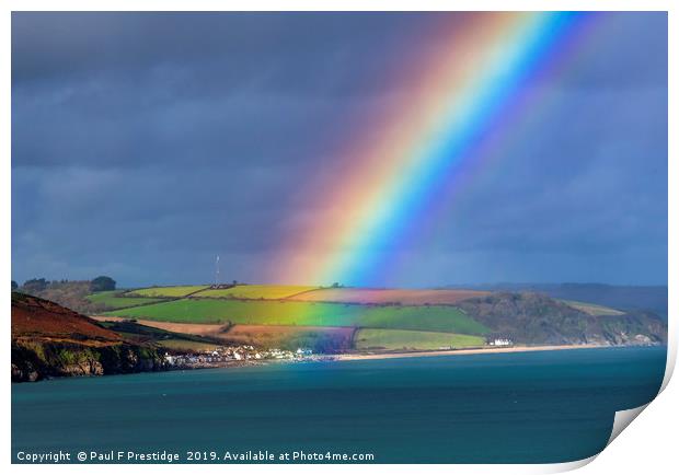 Rainbow over Beesands Print by Paul F Prestidge