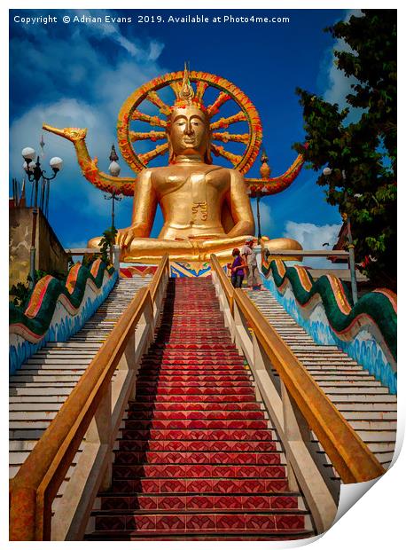 Big Buddha Samui Thailand Print by Adrian Evans