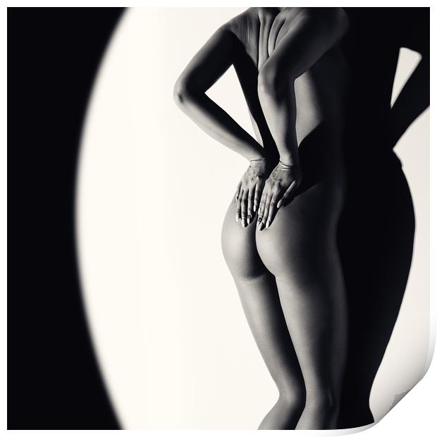 Nude Woman against wall Print by Johan Swanepoel
