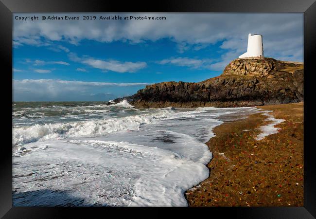 Ty Mawr Lighthouse Llanddwyn Island Framed Print by Adrian Evans