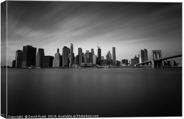 Manhattan Skyline Monochrome Canvas Print by David Pyatt