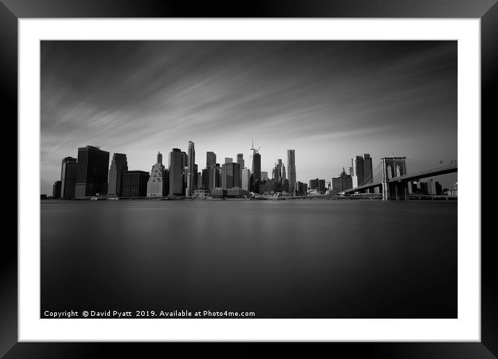 Manhattan Skyline Monochrome Framed Mounted Print by David Pyatt