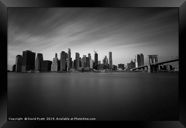 Manhattan Skyline Monochrome Framed Print by David Pyatt