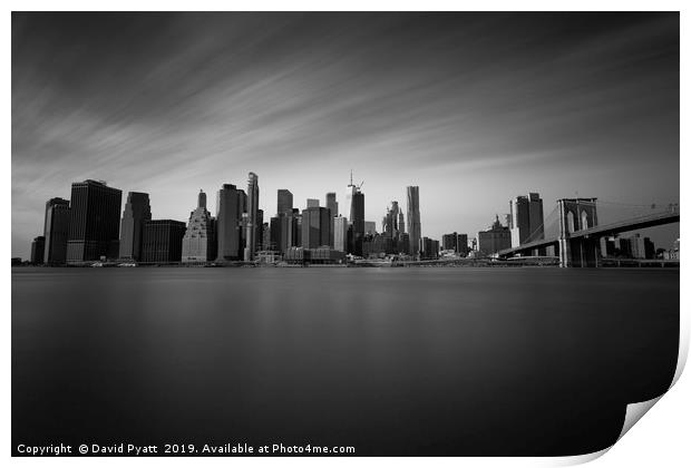 Manhattan Skyline Monochrome Print by David Pyatt