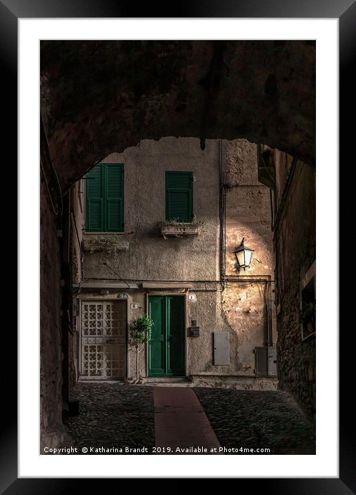 The streets of Cervo at night Framed Mounted Print by KB Photo
