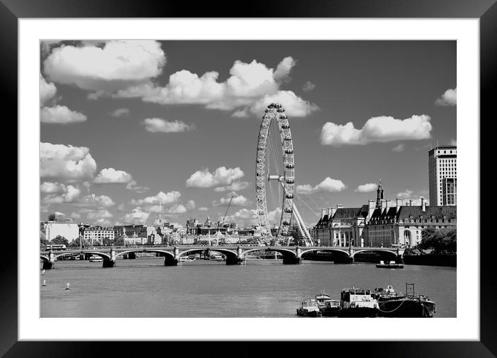 The London Eye on the South Bank of the River Tham Framed Mounted Print by M. J. Photography