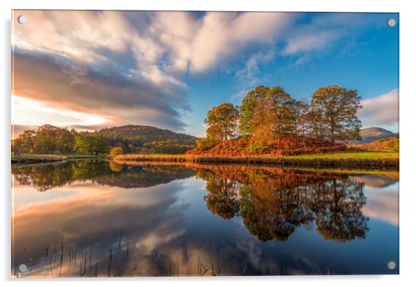 Elterwater Autumn reflections   Acrylic by John Finney