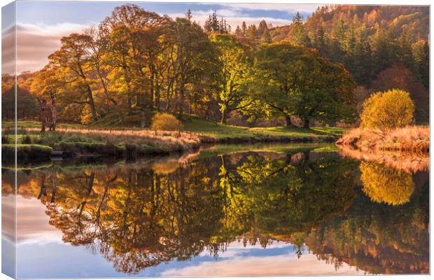 River Brathay Reflections Canvas Print by John Finney