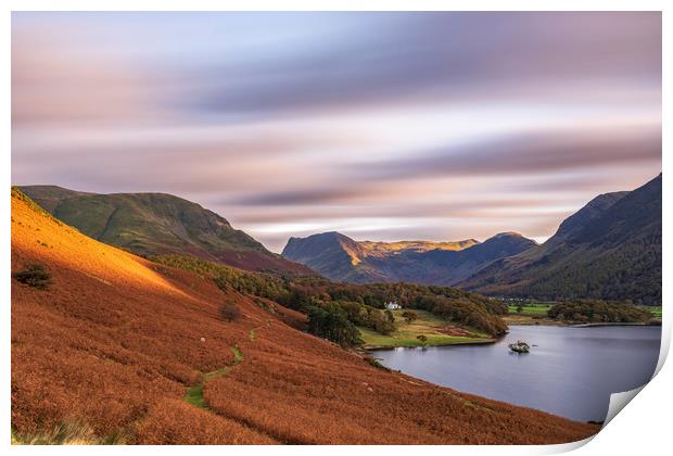 Timeless sunset Crummock Water Print by John Finney