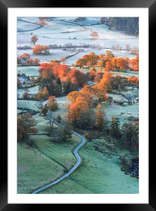 Frosty Autumn sunrise Framed Mounted Print by John Finney
