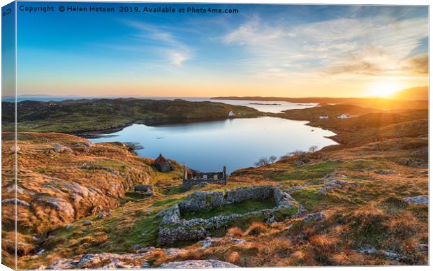 Sunset Over Manish on the Isle of Harris Canvas Print by Helen Hotson