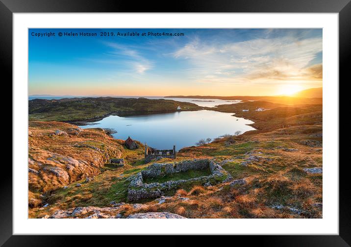 Sunset Over Manish on the Isle of Harris Framed Mounted Print by Helen Hotson