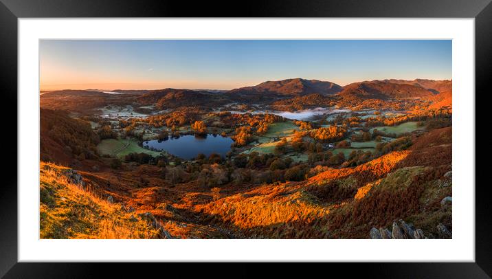 Loughrigg Autumn sunrise  Framed Mounted Print by John Finney