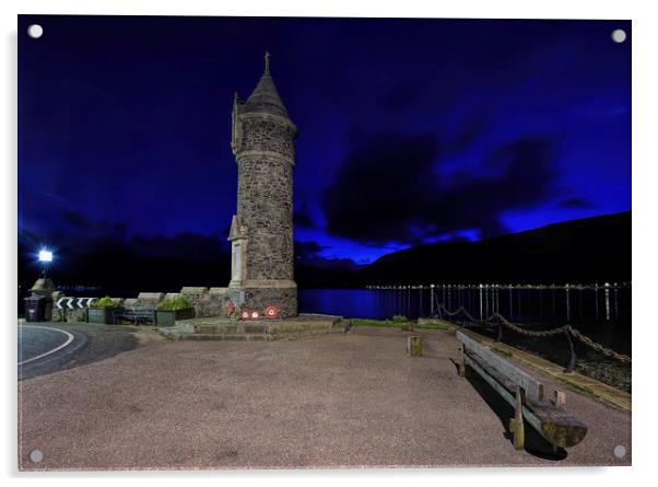 Holy Loch War Memorial Acrylic by Ronnie Reffin
