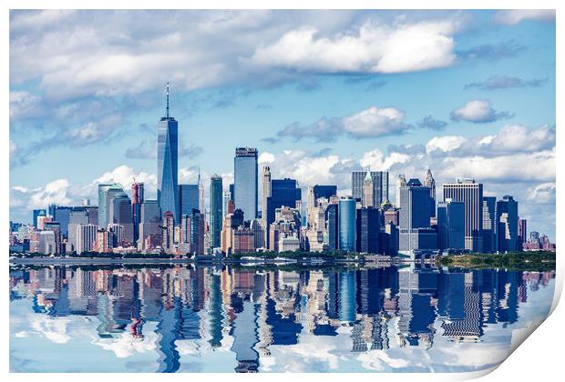 Manhattan Skyline Reflected Print by Darryl Brooks