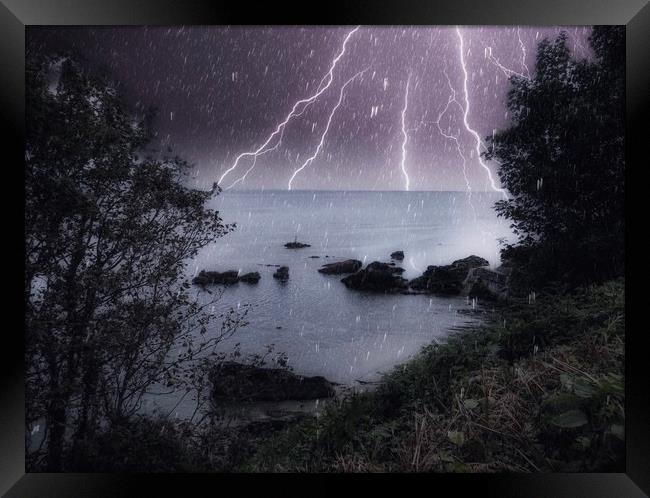 Electrifying Stormy Seas Framed Print by Beryl Curran