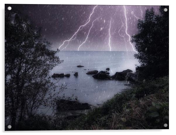 Electrifying Stormy Seas Acrylic by Beryl Curran