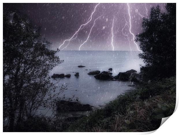 Electrifying Stormy Seas Print by Beryl Curran