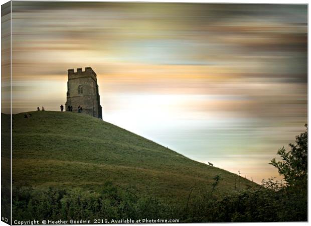 Evening At Glastonbury Canvas Print by Heather Goodwin