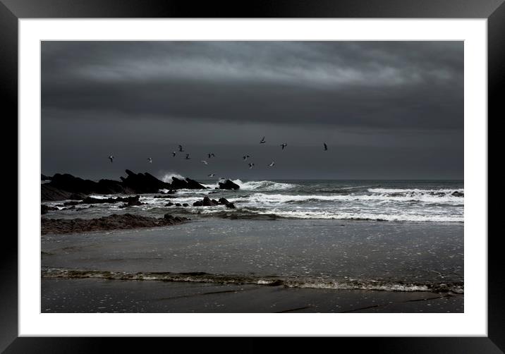  Stormy Crackington Haven. Framed Mounted Print by Maggie McCall
