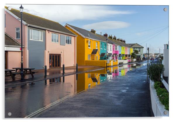 Westward Ho`s colourful cottages Acrylic by Tony Twyman