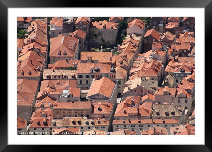Looking down on Dubrovnik Old town roofs Framed Mounted Print by Andrew Reece