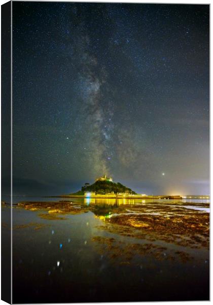 St Michael's Mount under the Milky Way Canvas Print by Paul Cooper