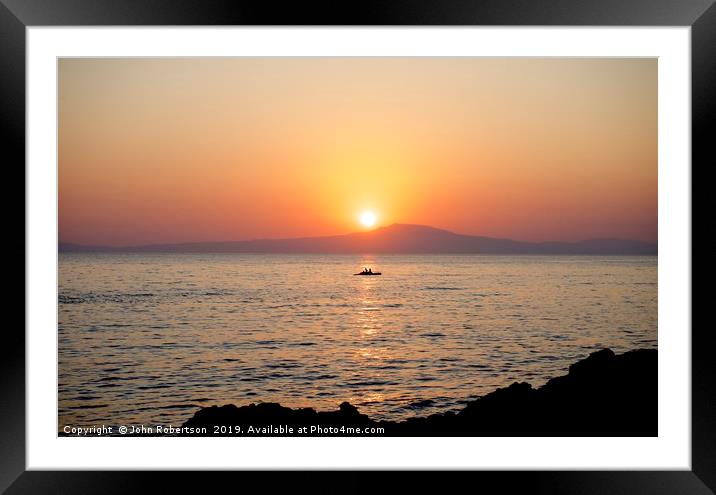 Sunset, Stoupa, Greece Framed Mounted Print by John Robertson