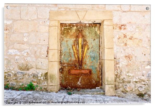 Door, Neohori, Greece Acrylic by John Robertson