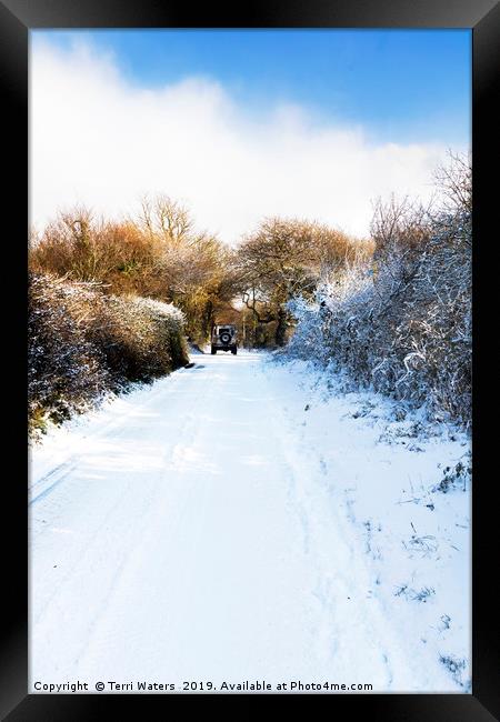Driving Home in the Snow Framed Print by Terri Waters