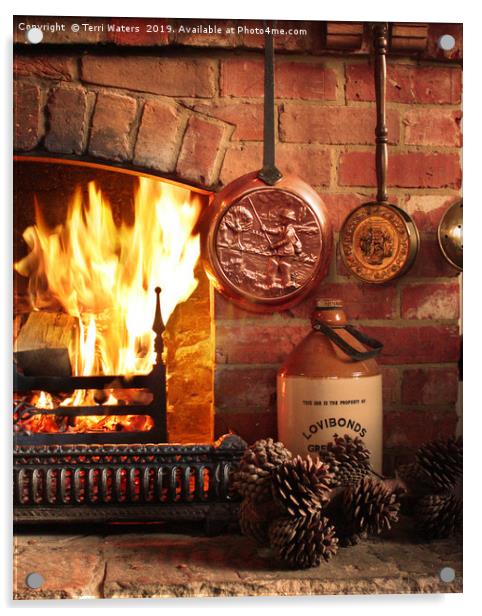 Fireplace Acrylic by Terri Waters