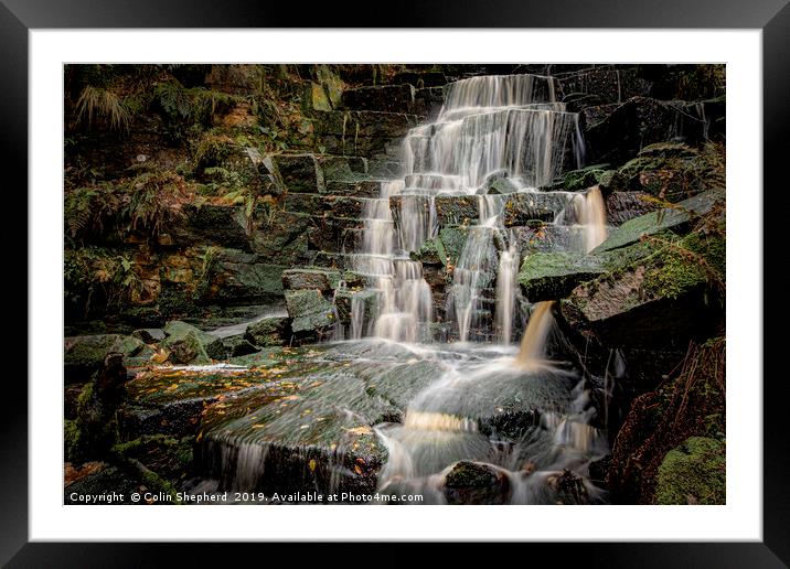 Hatch Brook Waterfall, Lancashire Framed Mounted Print by Colin Shepherd