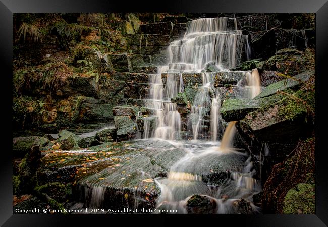 Hatch Brook Waterfall, Lancashire Framed Print by Colin Shepherd
