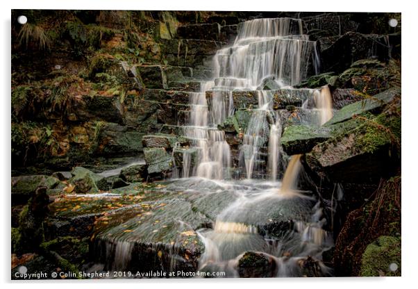 Hatch Brook Waterfall, Lancashire Acrylic by Colin Shepherd