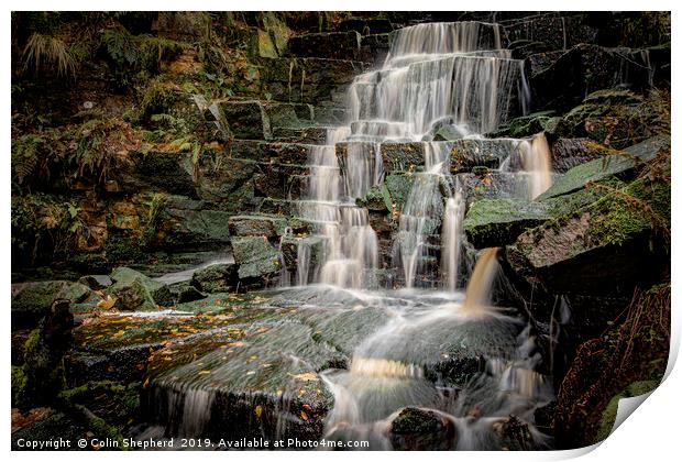 Hatch Brook Waterfall, Lancashire Print by Colin Shepherd